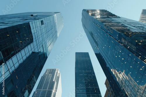 Vibrant Image of Skyscrapers Reflecting Dynamic Urban Financial Districts