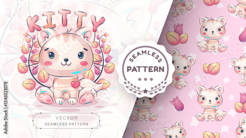 Cartoon character cute animal cat