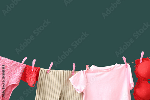 Freshly washed laundry dryi...