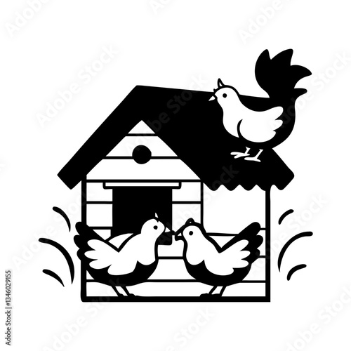 chicken coop icon, chicken coop silhouette vector illustration-simple silhouette illustration of chicken coop, perfect for chicken coop logos and icons