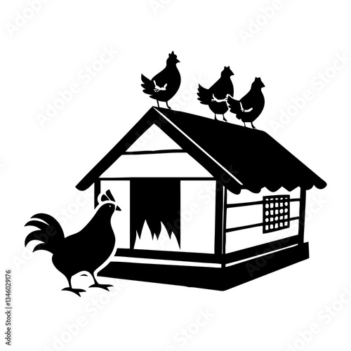 chicken coop icon, chicken coop silhouette vector illustration-simple silhouette illustration of chicken coop, perfect for chicken coop logos and icons