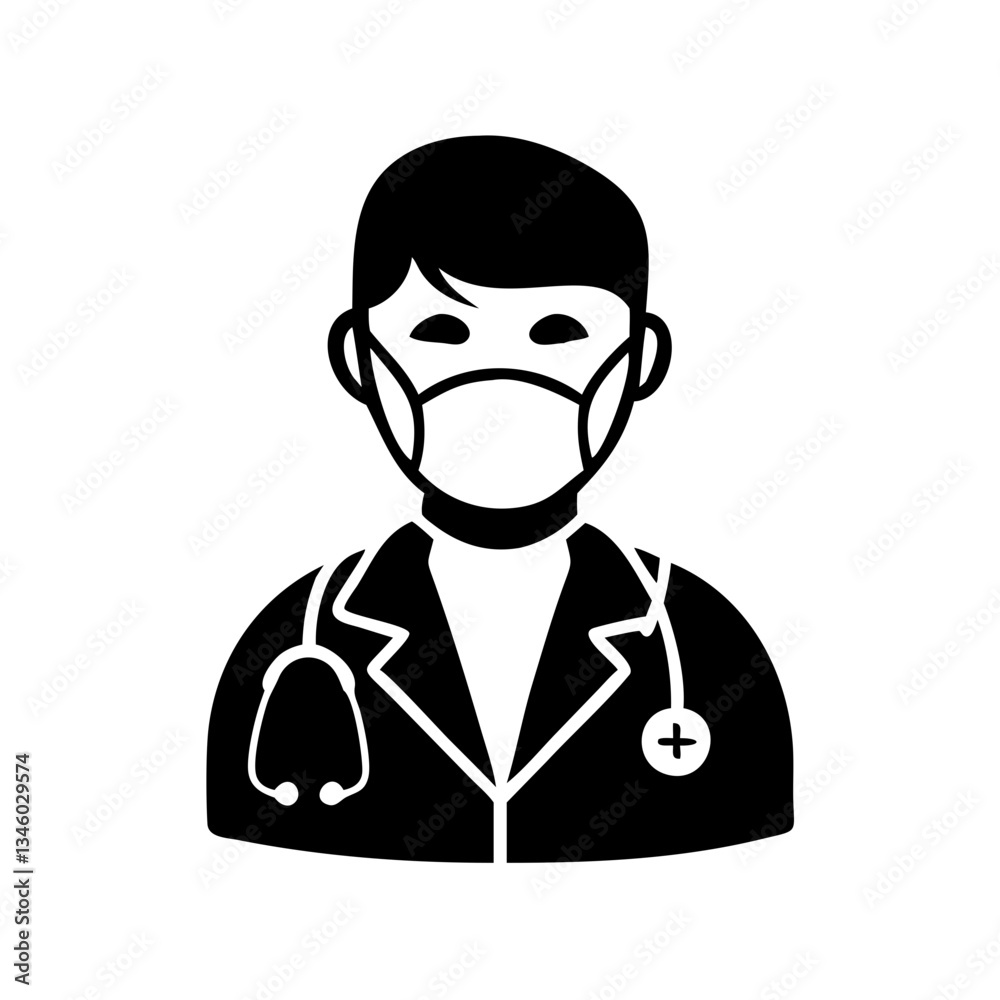 Fototapeta premium doctor icon, doctor silhouette vector illustration-simple silhouette illustration of doctor, perfect for doctor logos and icons