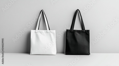 Reusable Tote Bags: Black & White