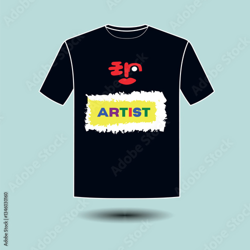 Vibrant 'Artist Colourful' T-shirt logo design, showcasing bold splashes of color for a creative, artistic look