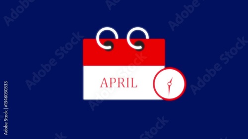 April month calendar symbol icon animation black back round .