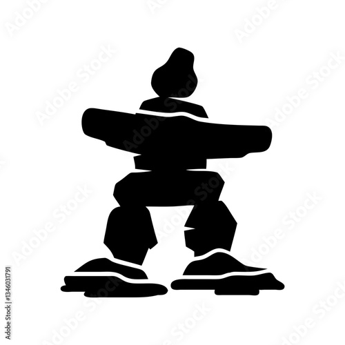 inukshuk icon, inukshuk silhouette vector illustration-simple silhouette illustration of inukshuk, perfect for inukshuk logos and icons