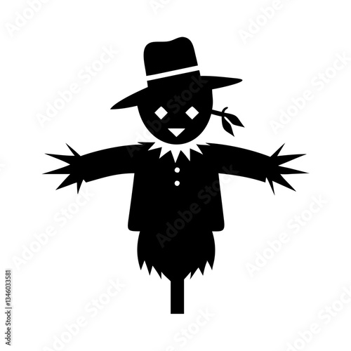 scarecrow icon, scarecrow silhouette vector illustration-simple silhouette illustration of scarecrow, perfect for scarecrow logos and icons
