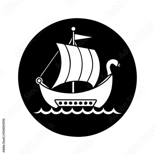viking ship icon, viking ship silhouette vector illustration-simple silhouette illustration of viking ship, perfect for viking ship logos and icons