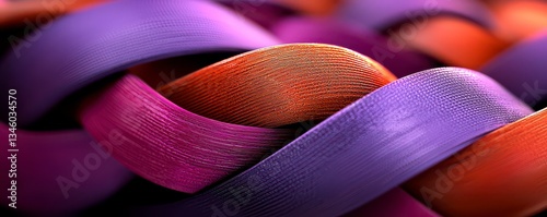 Explore the captivating artistry of intertwined strands, showcasing texture and vibrant color gradients A mesmerizing macro shot reveals the intricate details of 'Silky, ultra-thick braids with a