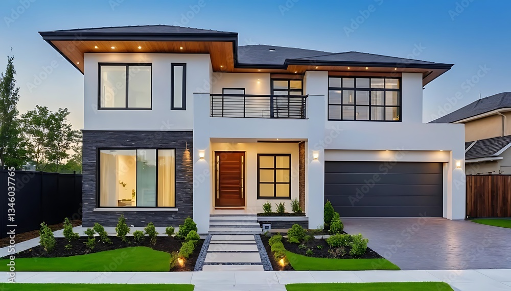 Fototapeta premium Contemporary Home Facade Photography with Luxurious Architectural Features