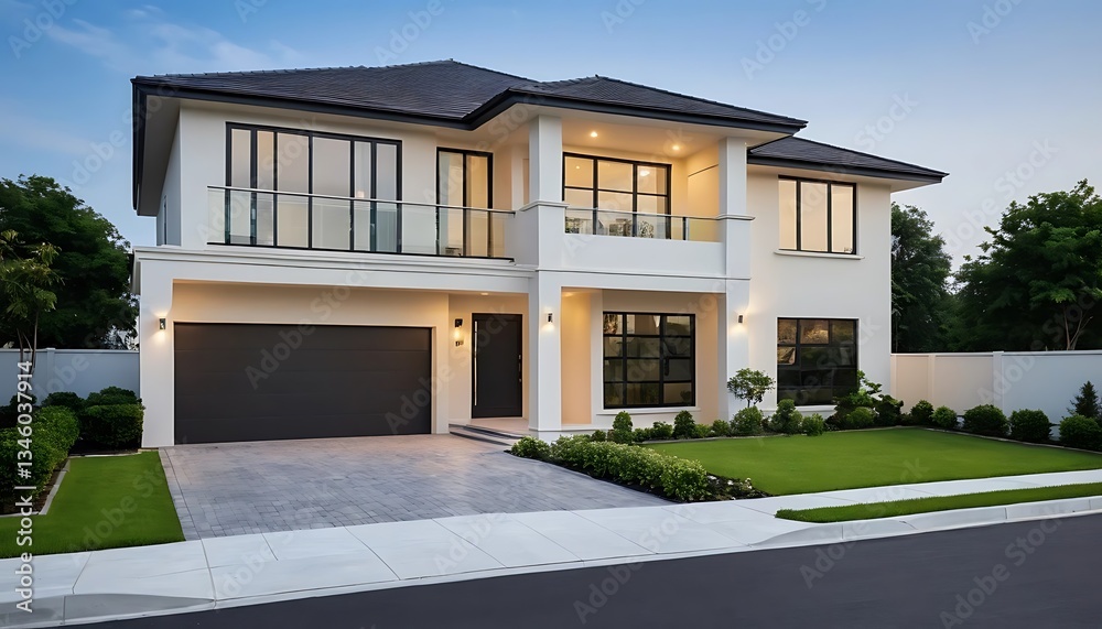 Fototapeta premium Contemporary Home Facade Photography with Luxurious Architectural Features