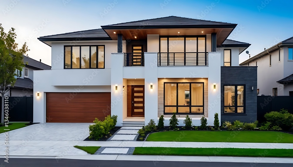 Fototapeta premium Contemporary Home Facade Photography with Luxurious Architectural Features