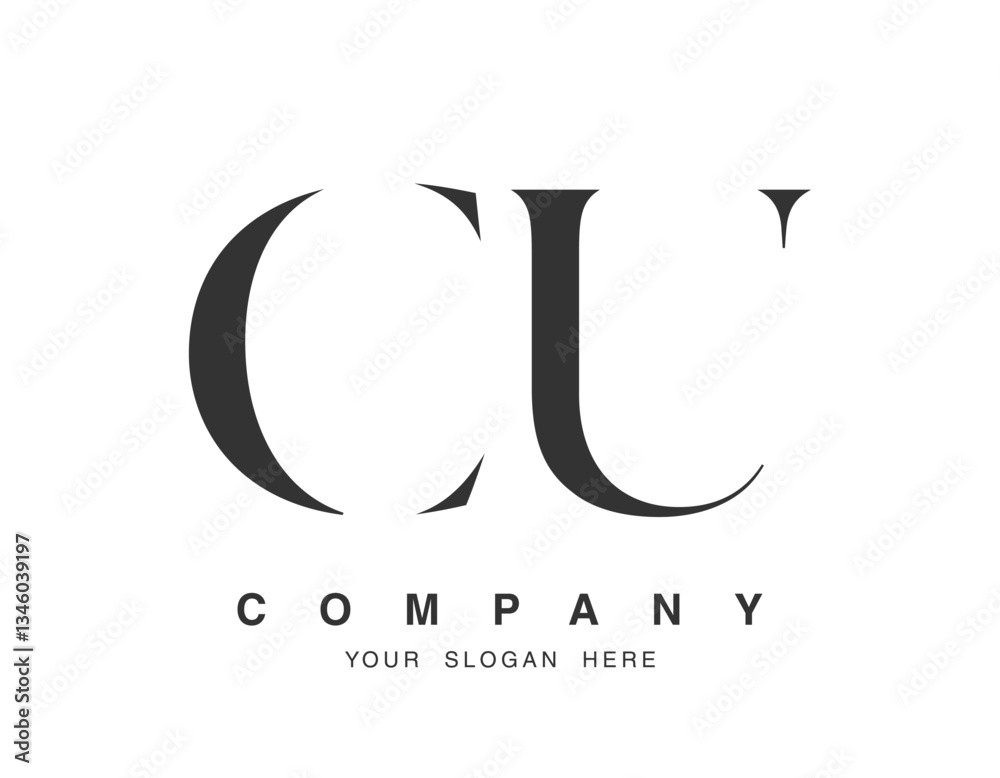 Obraz premium CU logo design. Initial letter c and u serif font style. Creative classic company name typography. Trendy logotype or identity.