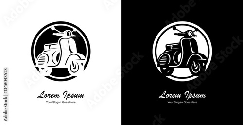scooter logo design with modern style and combined with circles