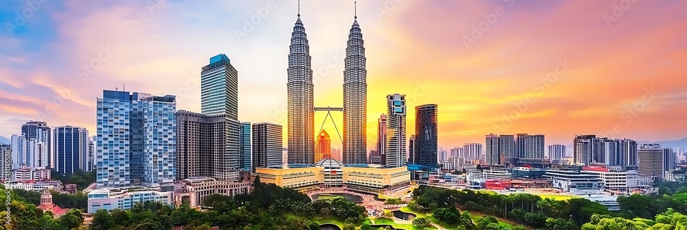 Obraz premium Kuala Lumpur Skyline Sunrise Cityscape