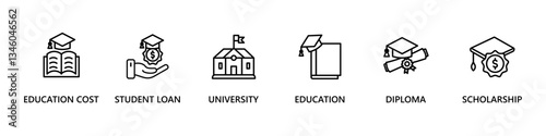 SCHOLARSHIP banner web icon vector illustration concept for product and service quality inspection with an icon of education cost, student loan, university, education, diploma, scholarship, 