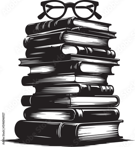 Books Stack Silhouette Vector Bundle