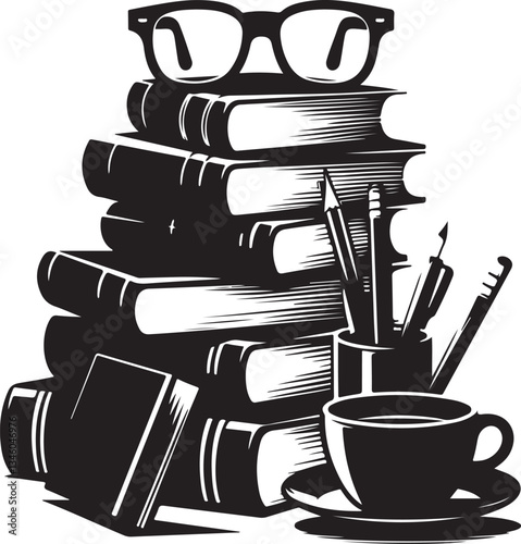 Books Stack Silhouette Vector Bundle