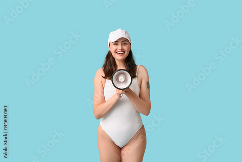 Female lifeguard with megap...