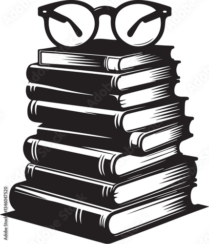 Books Stack Silhouette Vector Bundle