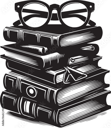 Books Stack Silhouette Vector Bundle