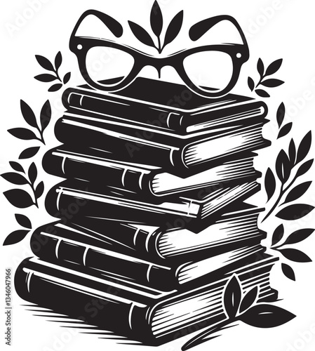 Books Stack Silhouette Vector Bundle