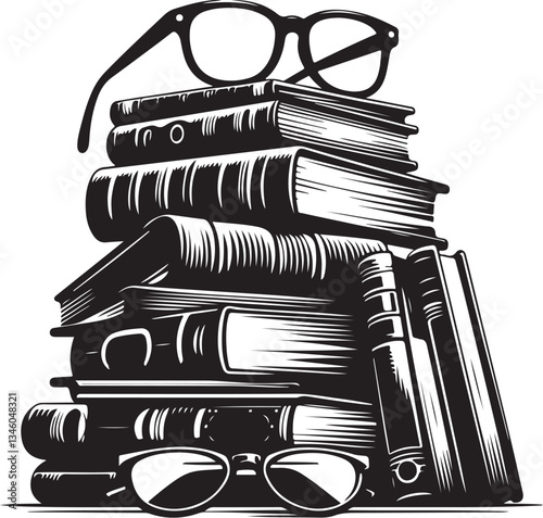 Books Stack Silhouette Vector Bundle