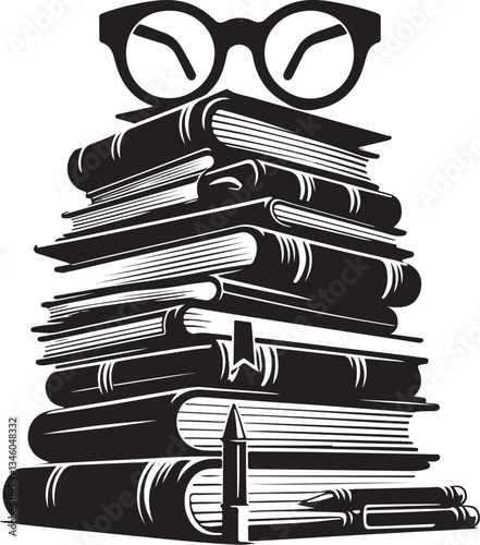Books Stack Silhouette Vector Bundle