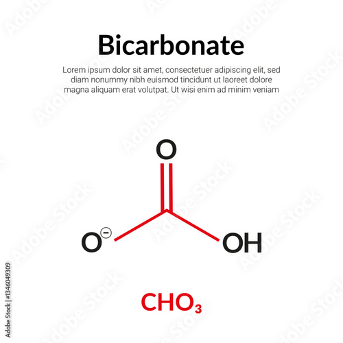 Sodium bicarbonate molecular structure formula, suitable for education or chemistry science content. Vector illustration