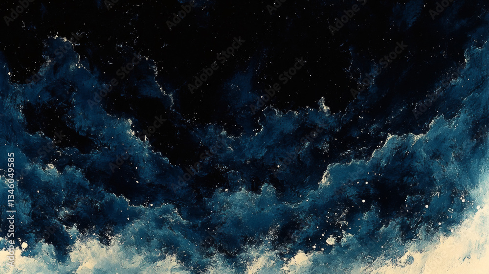 Fototapeta premium A dark blue sky with clouds and stars