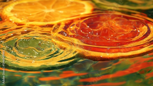 Vibrant Citrus Slices Floating in Water on beautiful  background