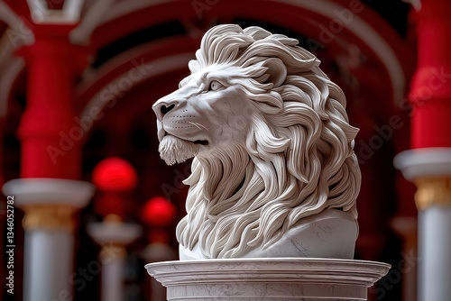 Majestic Marble Lion Statue Artistic concept of a marble statue with a refined chin, symbolizing beauty ideals Explore captivating imagery showcasing the power and artistry of sculpted lions Discover