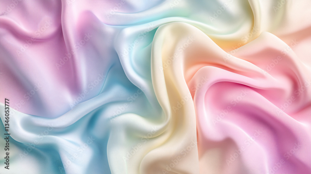 Fototapeta premium Pastel rainbow silk fabric texture background. (1)
