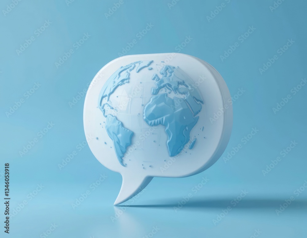 Obraz premium Globe in Speech Bubble Graphic Depicting Global Communication Concept