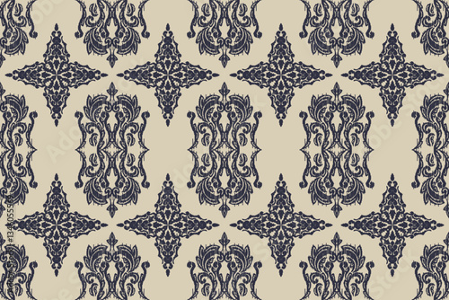 Motifs African paisley boho Floral Ikat seamless pattern embroidery border. Ethnic ikat saree sarong  flower design for Ikat pattern and Ethnic Pattern.Border indian floral Aztec embroidery patterns.