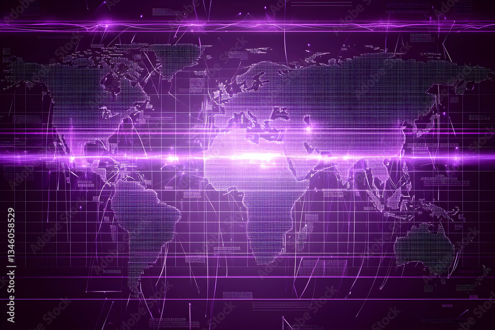 Global network connections, data flow, digital world map background, website banner Global network connections, data flow, digital world map background, website banner