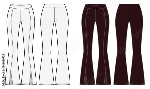 Women’s pant, Fashion Flat Sketch Vector Illustration, CAD, Technical Drawing, Flat Drawing, Template, Mockup.