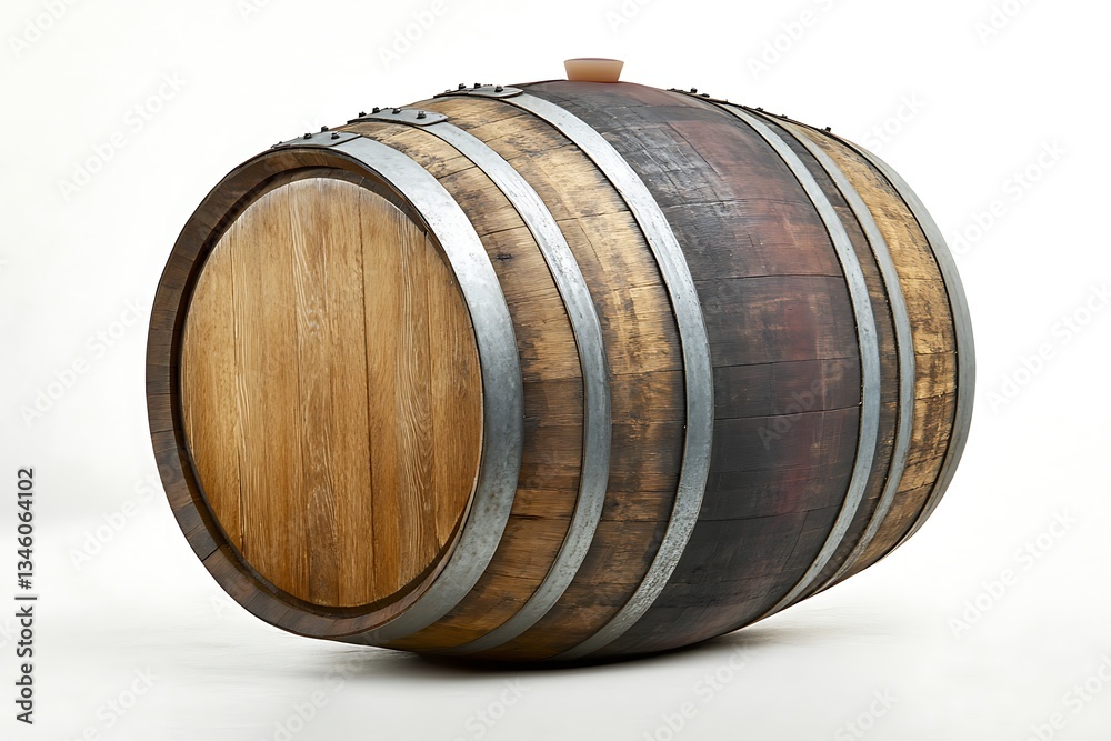 Oak Wine Barrel for Studio Shot, White Background. Oak Wine Barrel for Studio Shot, White Background.