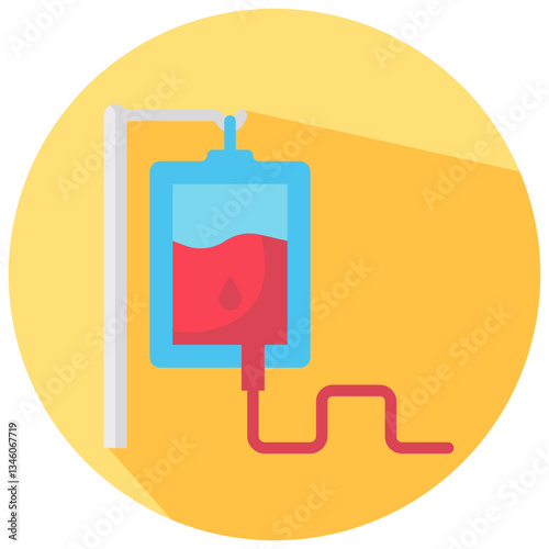 blood bag vector round flat icon