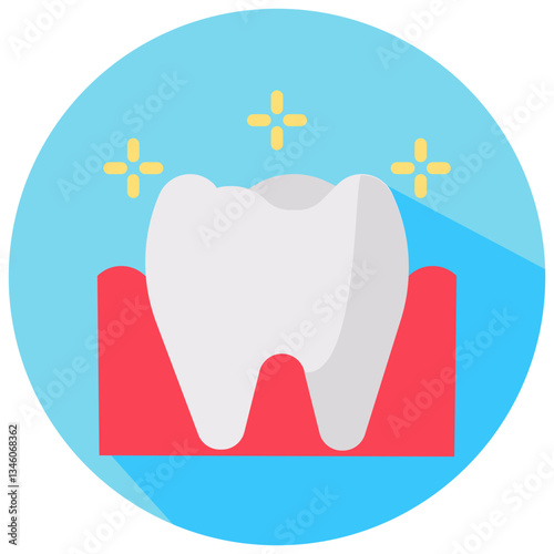 tooth vector round flat icon