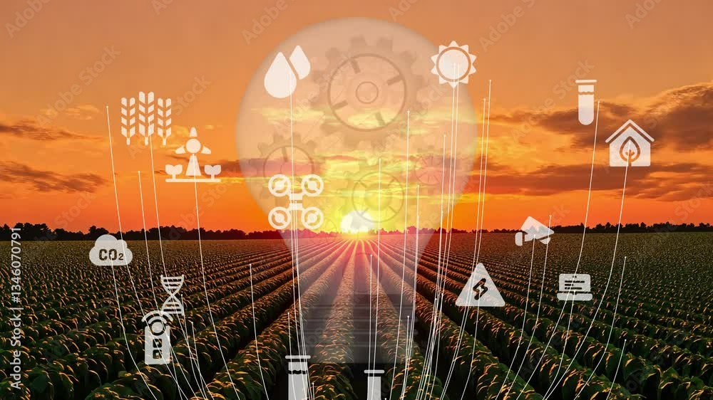 Smart digital agriculture technology by futuristic sensor data collection management by artificial intelligence to control quality of crop growth and harvest. Computer aided plantation grow concept.