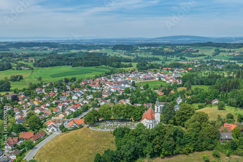 Die Gemeinde Bodnegg in Oberschwaben aus der Vogelperspektive