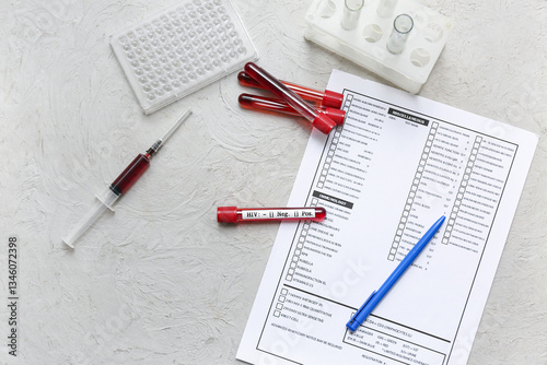 HIV blood test tubes, labor...