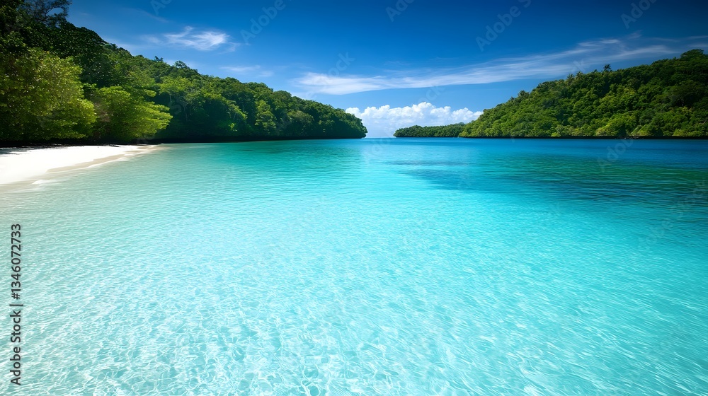 Fototapeta premium Crystal clear water surrounding tropical islands in raja ampat, indonesia