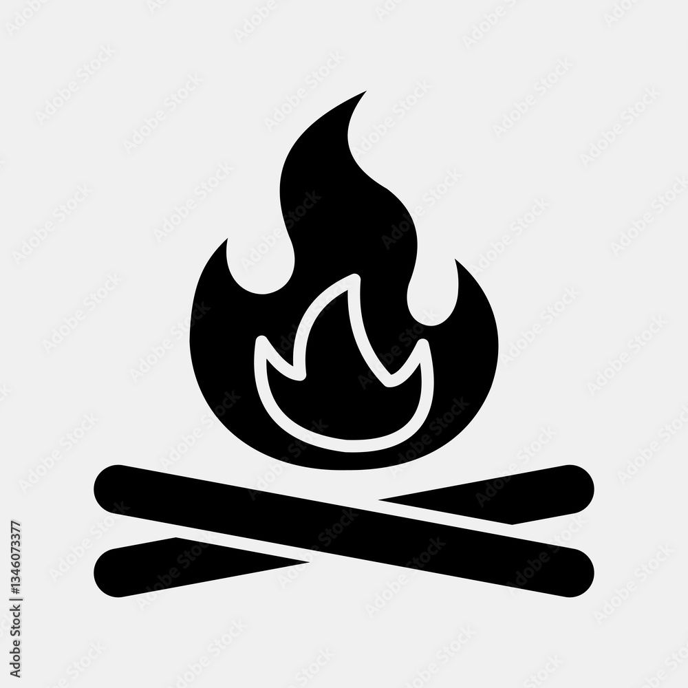 Icon campfire. Camping and adventure elements. Icons in glyph style. Good for prints, posters, logo, advertisement, infographics, etc. Icon campfire. Camping and adventure elements. Icons in glyph style. Good for prints, posters, logo, advertisement, infographics, etc.