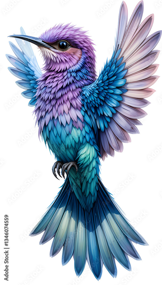 Obraz premium vibrant Lilac-breasted Roller, pastel-colored feathers in shades 