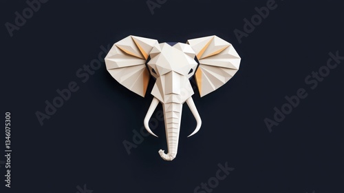 Abstract Geometric Elephant Skull in Polygonal Style with Intricate Anatomy Design