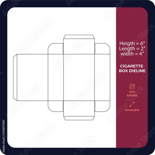 cigarette box dieline 100% edit able