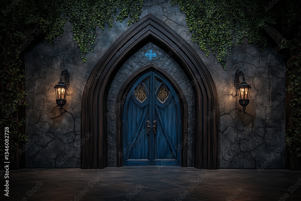 A vampire-themed amusement park, where guests explore dark, candlelit castles with thrilling rides A vampire-themed amusement park, where guests explore dark, candlelit castles with thrilling rides