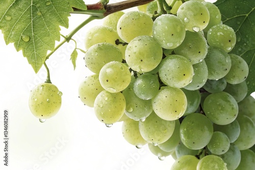 bunch of green grapes isolated on white background